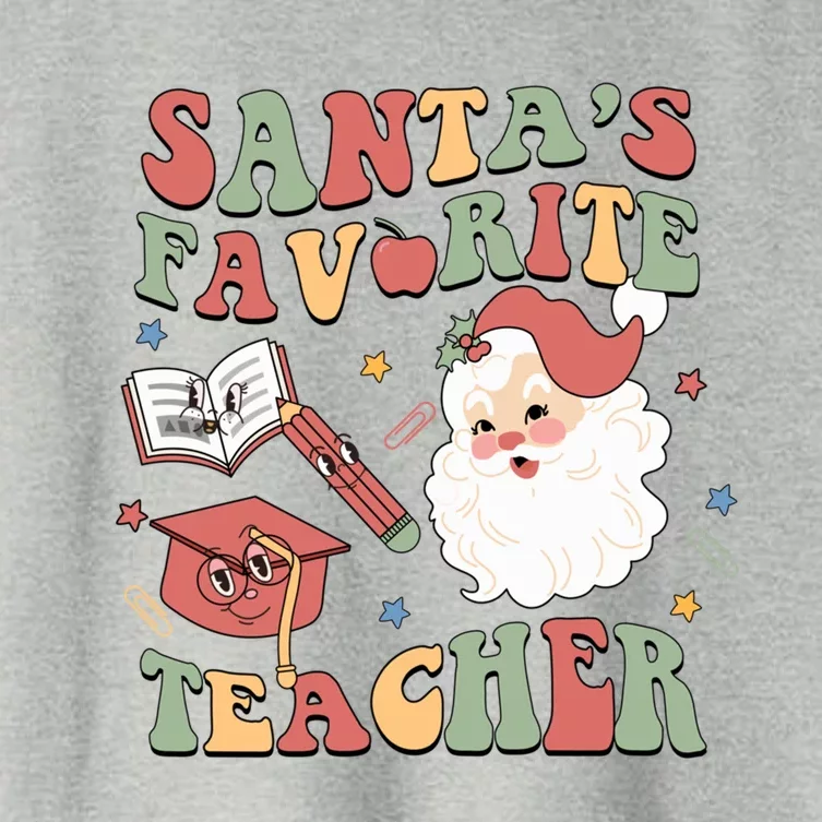 Retro Teacher Christmas Santas Favorite Teacher Holiday Xmas Great Gift Women's Crop Top Tee