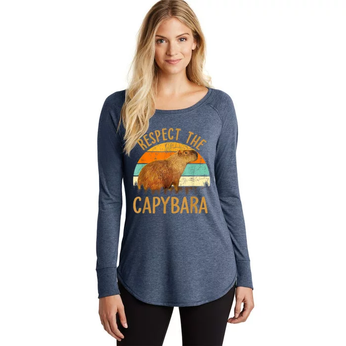 Respect The Capybara Animal Funny Capybara Lover Women's Perfect Tri Tunic Long Sleeve Shirt