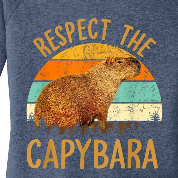 Respect The Capybara Animal Funny Capybara Lover Women's Perfect Tri Tunic Long Sleeve Shirt