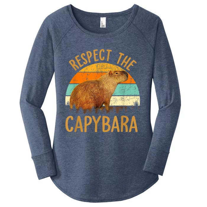 Respect The Capybara Animal Funny Capybara Lover Women's Perfect Tri Tunic Long Sleeve Shirt