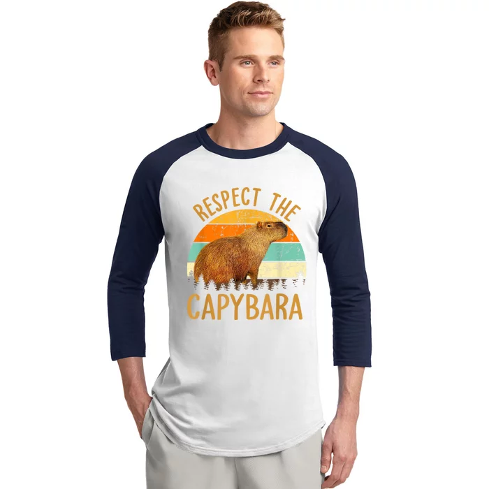 Respect The Capybara Animal Funny Capybara Lover Baseball Sleeve Shirt