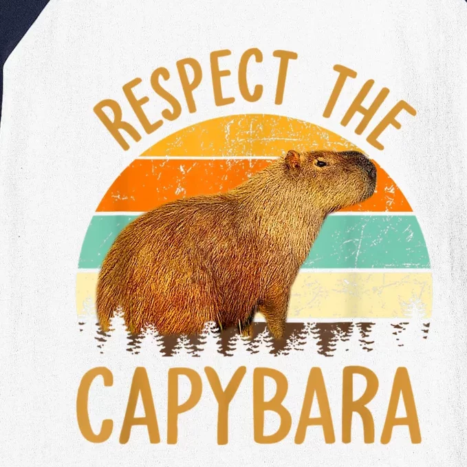 Respect The Capybara Animal Funny Capybara Lover Baseball Sleeve Shirt