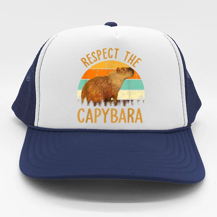 Respect The Capybara Animal Funny Capybara Lover Trucker Hat