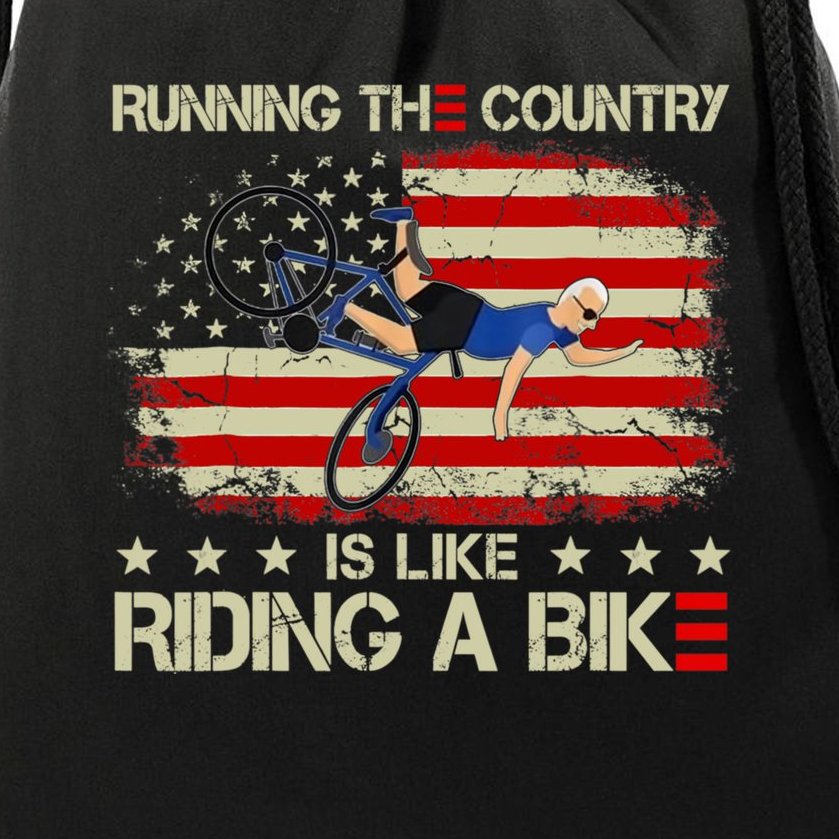 Running The Country Is Like Riding A Bike, Biden Falling Off His Bicycle Drawstring Bag