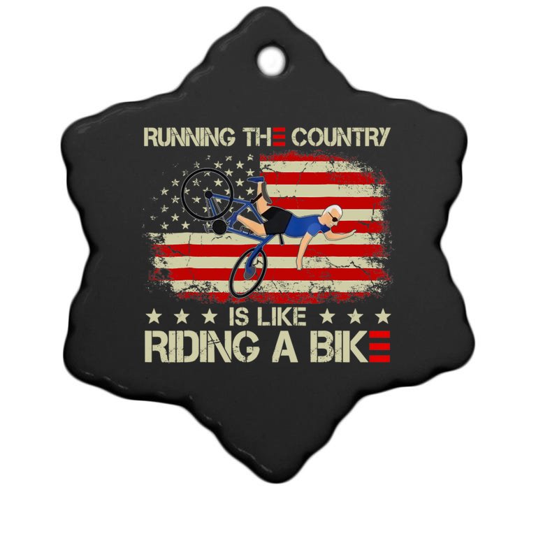 Running The Country Is Like Riding A Bike, Biden Falling Off His Bicycle Christmas Ornament