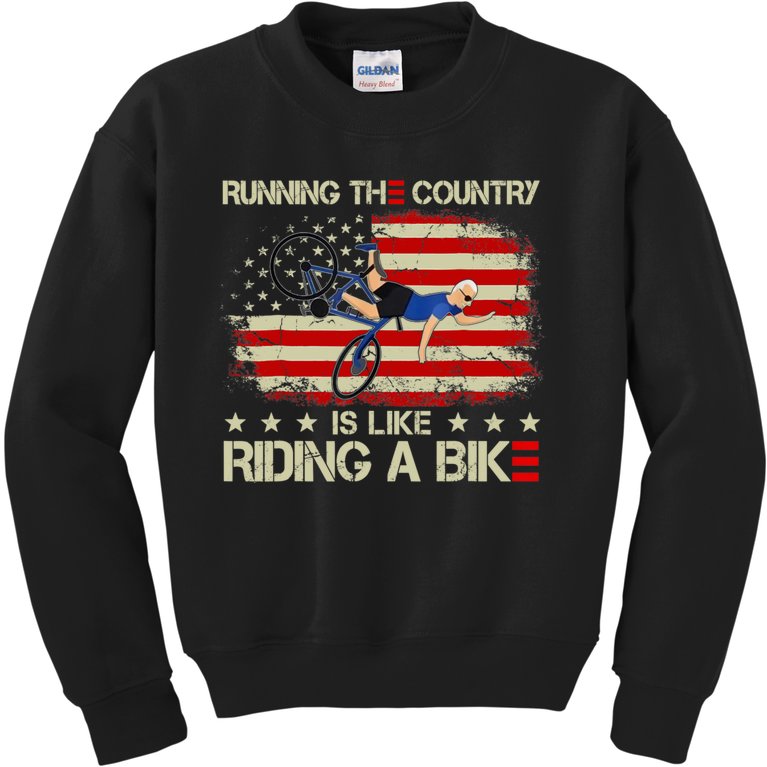 Running The Country Is Like Riding A Bike, Biden Falling Off His Bicycle Kids Sweatshirt