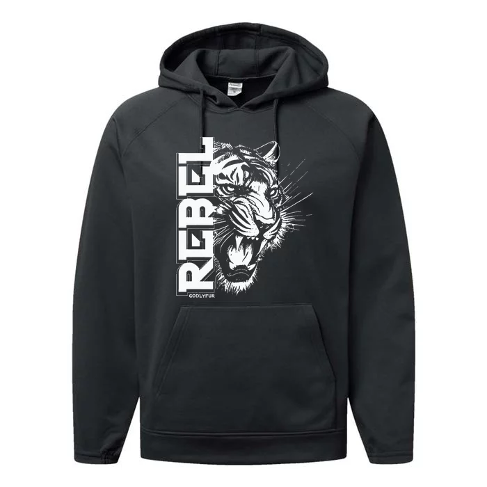 Rebel Tiger Cool Trendy Animal Performance Fleece Hoodie