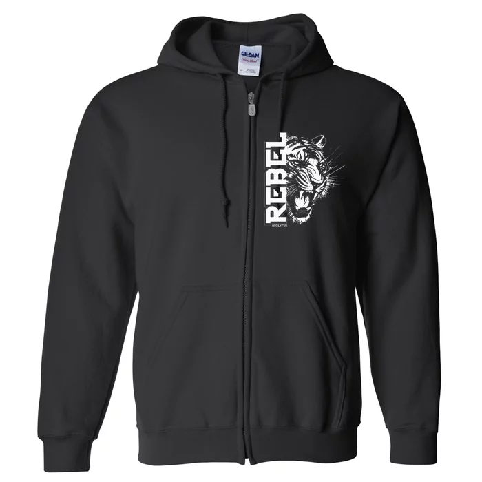 Rebel Tiger Cool Trendy Animal Full Zip Hoodie