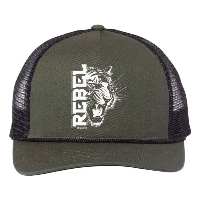 Rebel Tiger Cool Trendy Animal Retro Rope Trucker Hat Cap