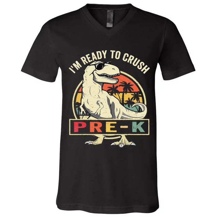 Ready To Crush PreK T Rex Dinosaur Back to School Gift V-Neck T-Shirt