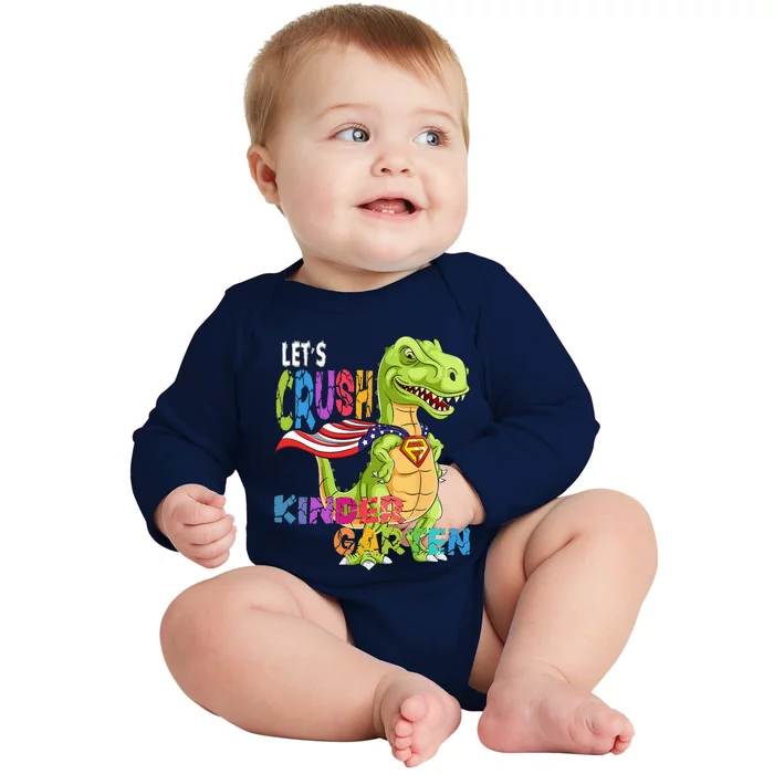 Ready To Crush Kindergarten 2035 Dinosaur Back To School Baby Long Sleeve Bodysuit