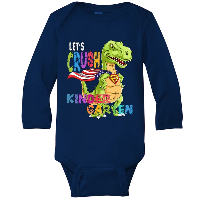 Ready To Crush Kindergarten 2035 Dinosaur Back To School Baby Long Sleeve Bodysuit