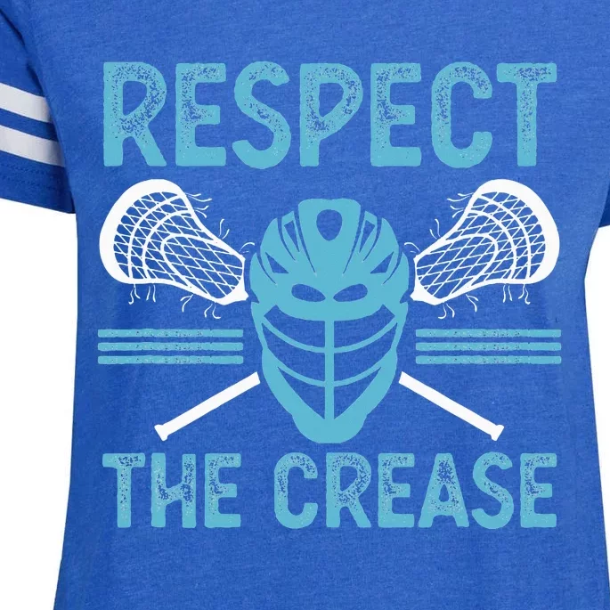 Respect The Crease Funny Lacrosse Player Lax Goalie Enza Ladies Jersey Football T-Shirt