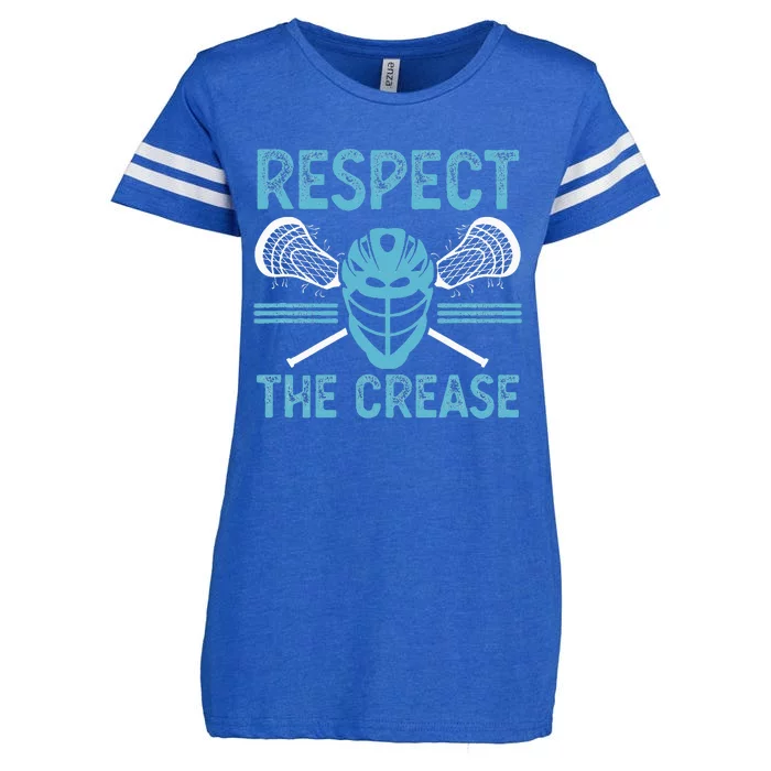 Respect The Crease Funny Lacrosse Player Lax Goalie Enza Ladies Jersey Football T-Shirt