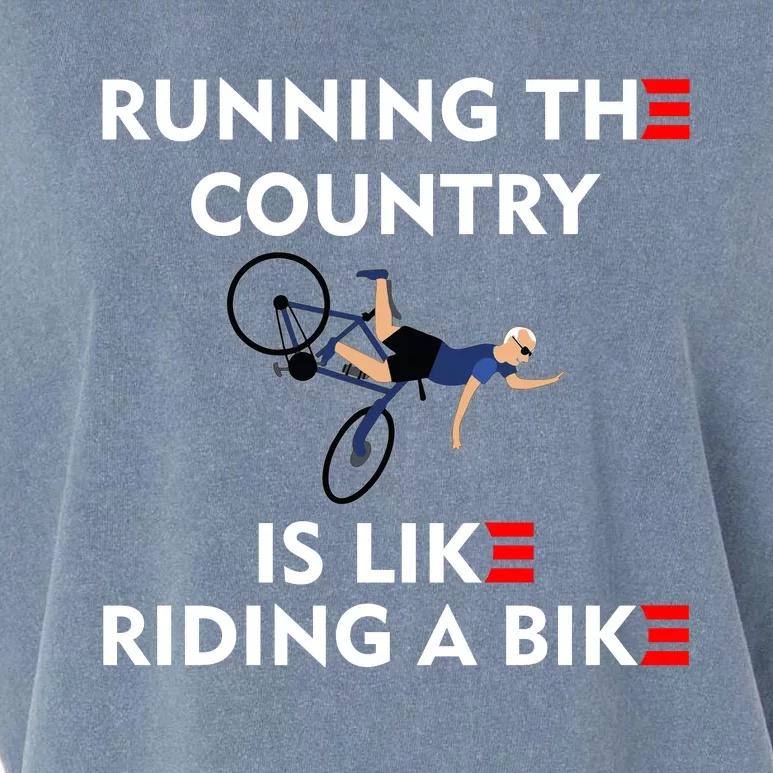 Running The Country Is Like Riding A Bike Biden Falling Meme Garment-Dyed Women's Muscle Tee