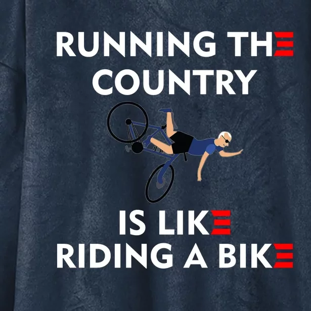 Running The Country Is Like Riding A Bike Biden Falling Meme Hooded Wearable Blanket