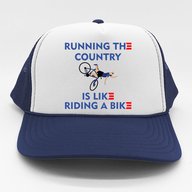 Running The Country Is Like Riding A Bike Biden Falling Meme Trucker Hat