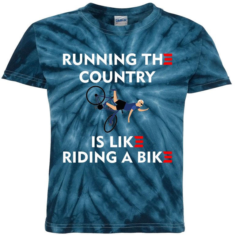 Running The Country Is Like Riding A Bike Biden Falling Meme Kids Tie-Dye T-Shirt
