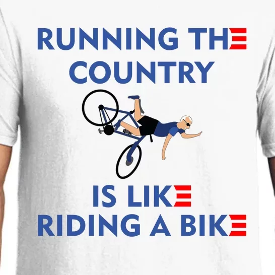 Running The Country Is Like Riding A Bike Biden Falling Meme Pajama Set