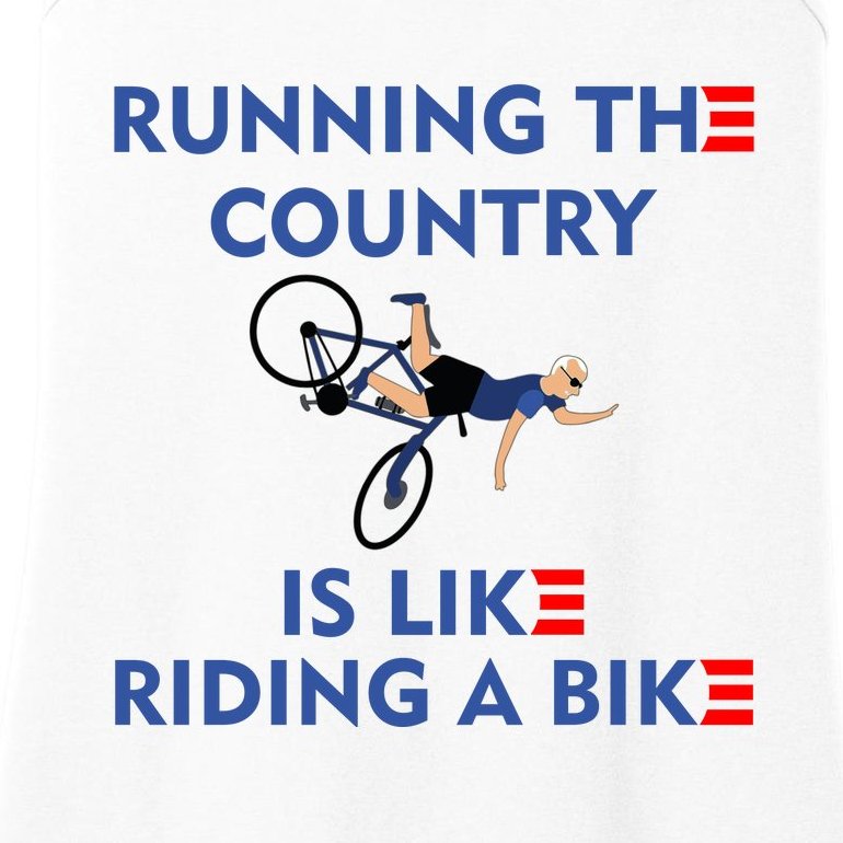 Running The Country Is Like Riding A Bike Biden Falling Meme Ladies Essential Tank