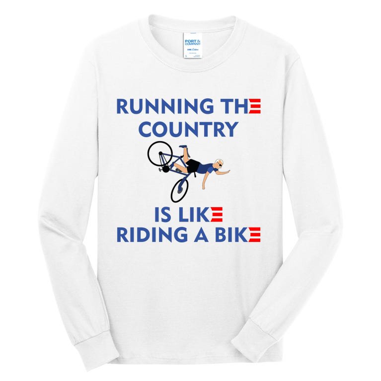 Running The Country Is Like Riding A Bike Biden Falling Meme Tall Long Sleeve T-Shirt