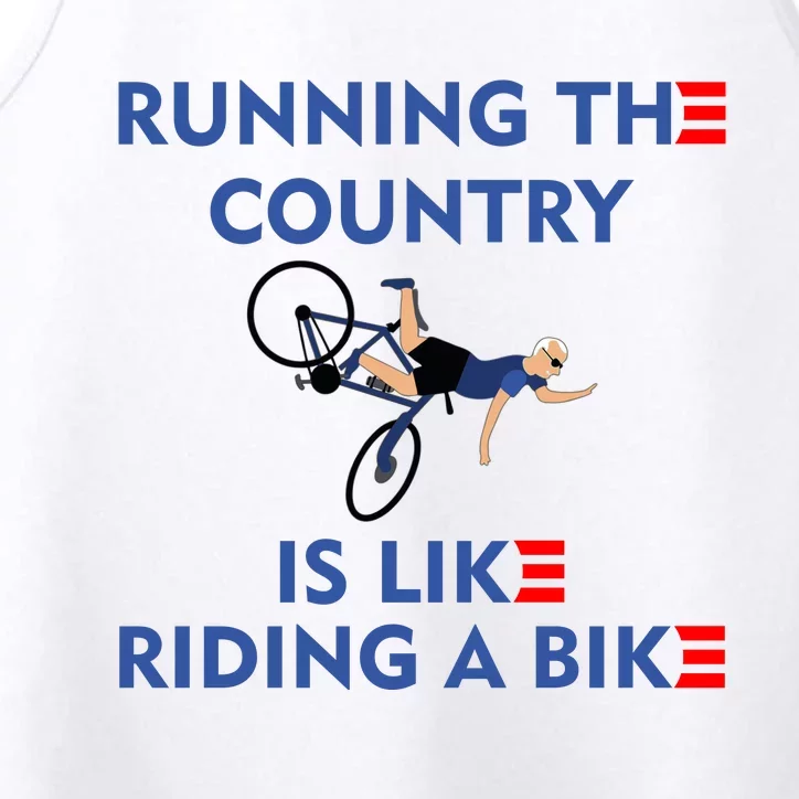 Running The Country Is Like Riding A Bike Biden Falling Meme Performance Tank