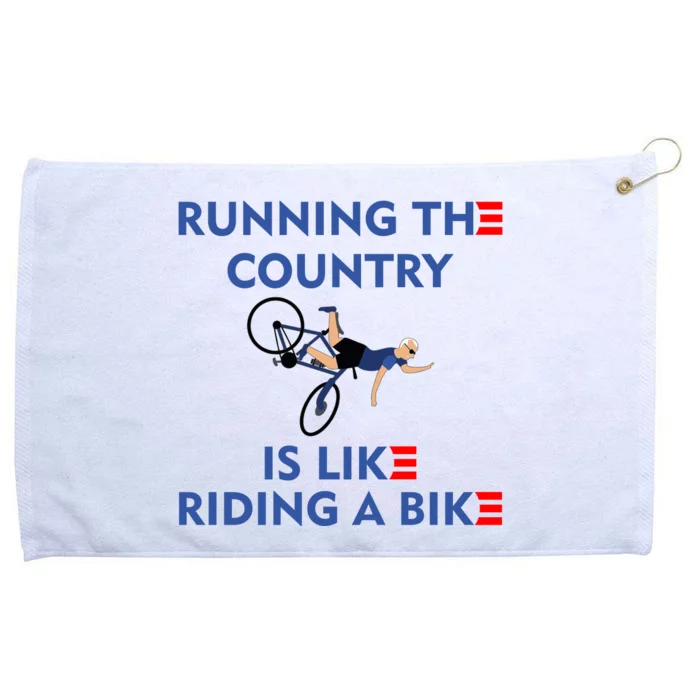 Running The Country Is Like Riding A Bike Biden Falling Meme Grommeted Golf Towel