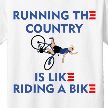 Running The Country Is Like Riding A Bike Biden Falling Meme Kids T-Shirt