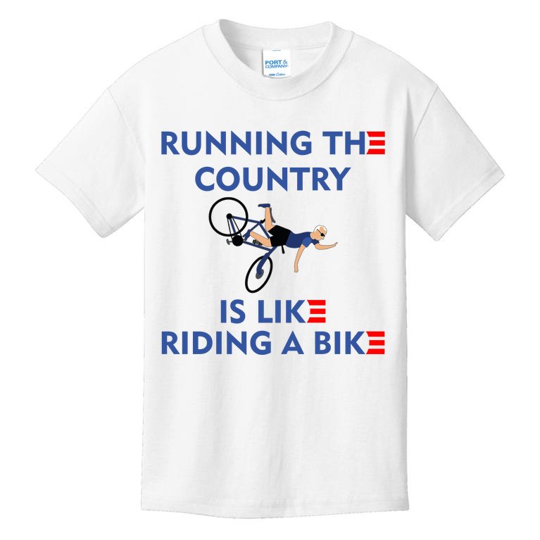 Running The Country Is Like Riding A Bike Biden Falling Meme Kids T-Shirt