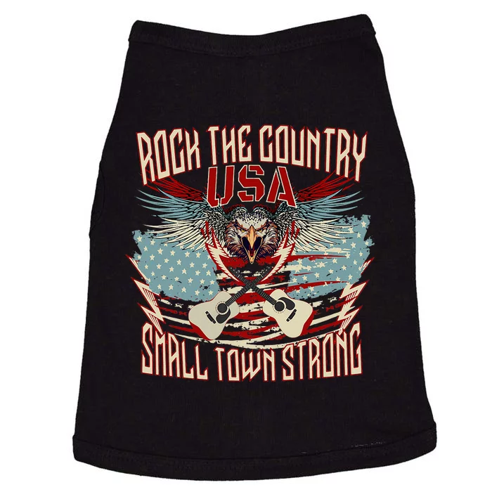 Rock The Country Music Small Town Strong America Flag Eagle Doggie Tank