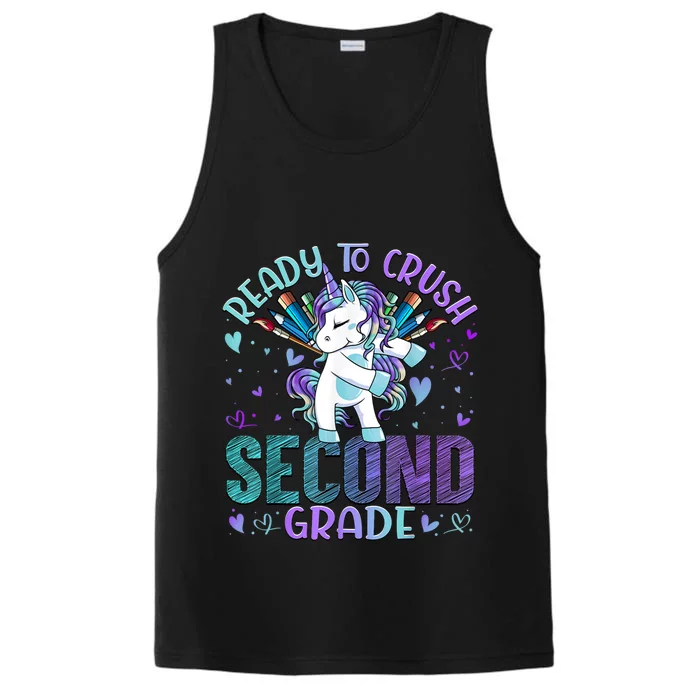 Ready To Crush Second 2nd Grade Back To School Unicorn Kids Performance Tank