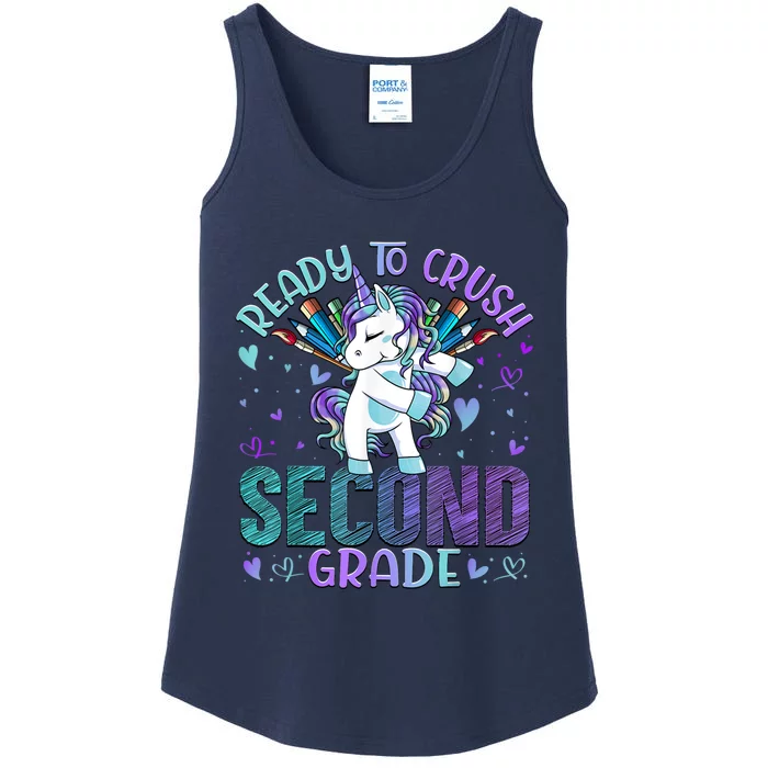 Ready To Crush Second 2nd Grade Back To School Unicorn Kids Ladies Essential Tank