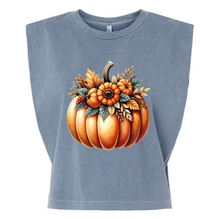 Retro Thanksgiving Cute Pumpkin Halloween Autumn Retro Fall Funny Gift Garment-Dyed Women's Muscle Tee