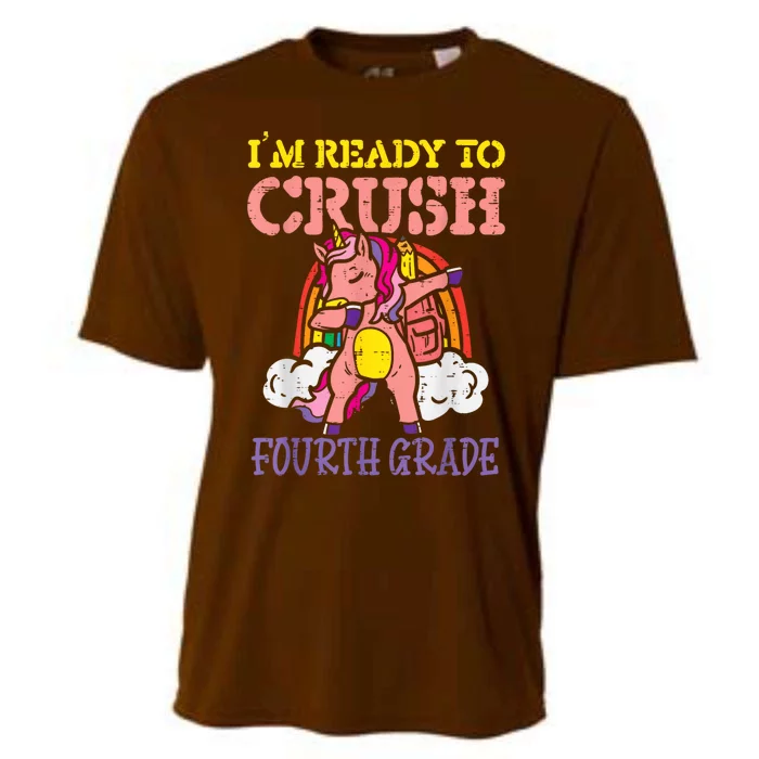 Ready To Crush Fourth Grade Unicorn First Day School Girl Cooling Performance Crew T-Shirt