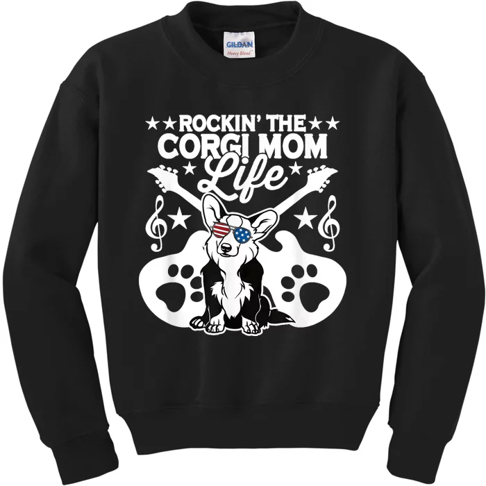 Rockin The Corgi Dad Life Dog Lover Guitar Musician Copy Kids Sweatshirt