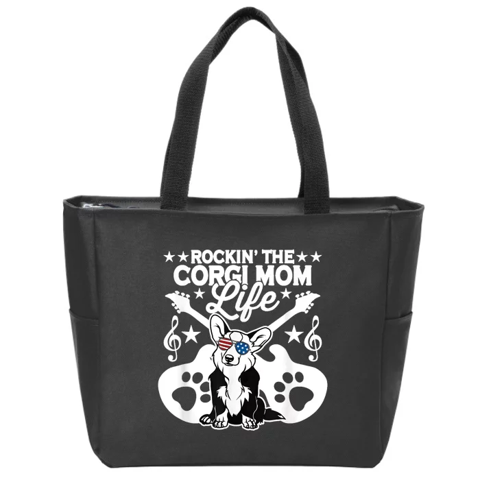 Rockin The Corgi Dad Life Dog Lover Guitar Musician Copy Zip Tote Bag