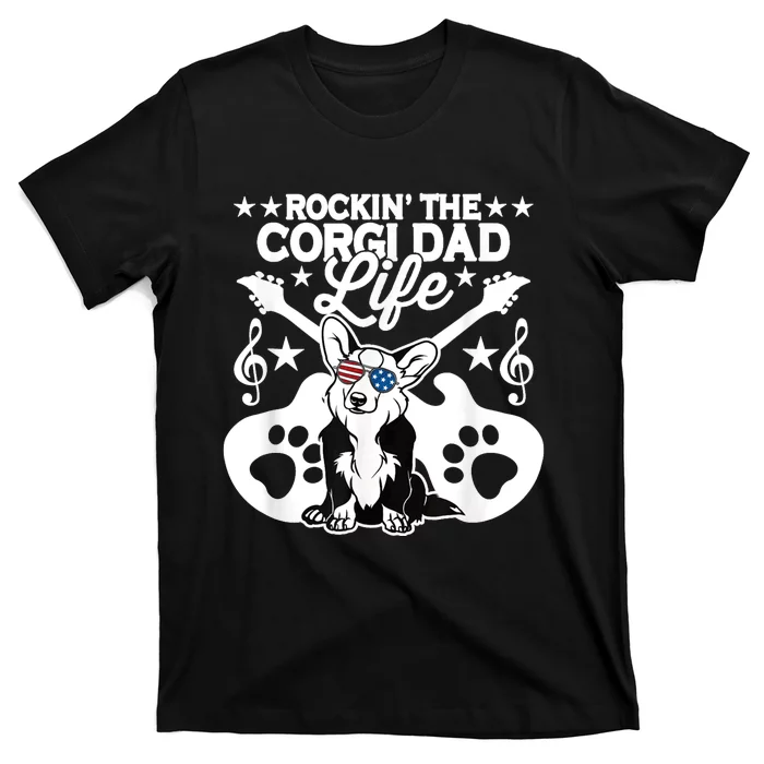 Rockin The Corgi Dad Life Dog Lover Guitar Musician T-Shirt