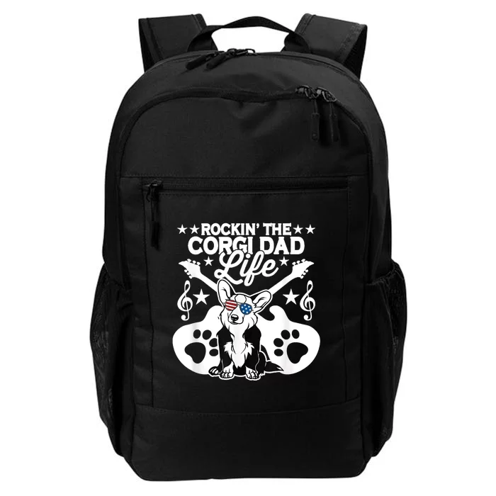 Rockin The Corgi Dad Life Dog Lover Guitar Musician Daily Commute Backpack