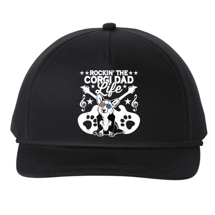 Rockin The Corgi Dad Life Dog Lover Guitar Musician Snapback Five-Panel Rope Hat