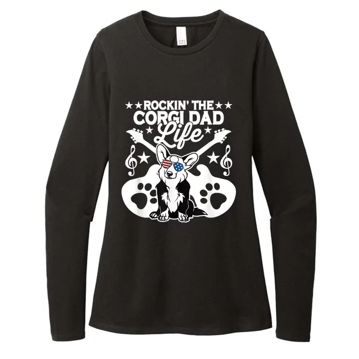 Rockin The Corgi Dad Life Dog Lover Guitar Musician Womens CVC Long Sleeve Shirt