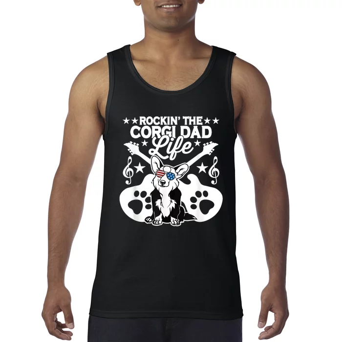 Rockin The Corgi Dad Life Dog Lover Guitar Musician Tank Top