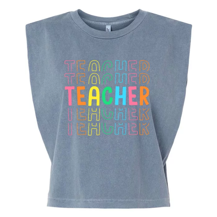 Retro Teacher Colorful Elementary School Teachers Wo Garment-Dyed Women's Muscle Tee