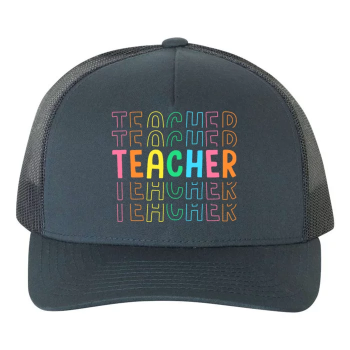 Retro Teacher Colorful Elementary School Teachers Wo Yupoong Adult 5-Panel Trucker Hat