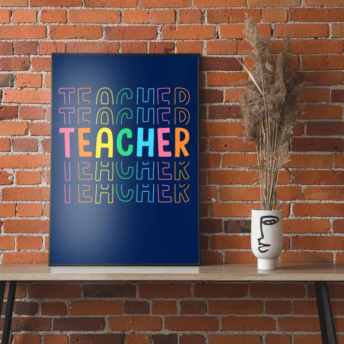 Retro Teacher Colorful Elementary School Teachers Wo Poster