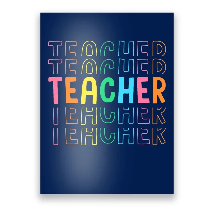 Retro Teacher Colorful Elementary School Teachers Wo Poster