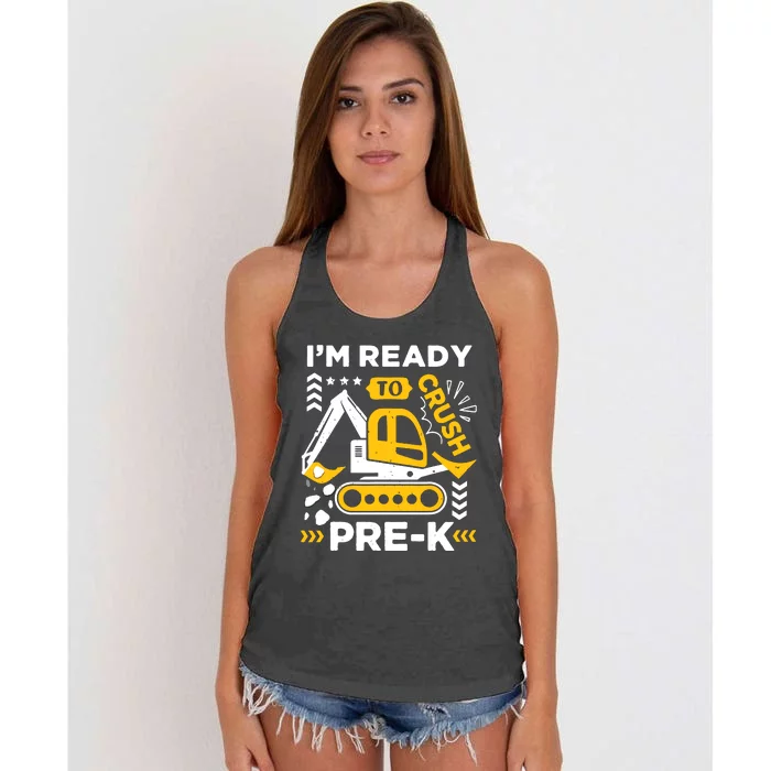 Ready To Crush Preschool Prek Construction Truck Boy Women's Knotted Racerback Tank