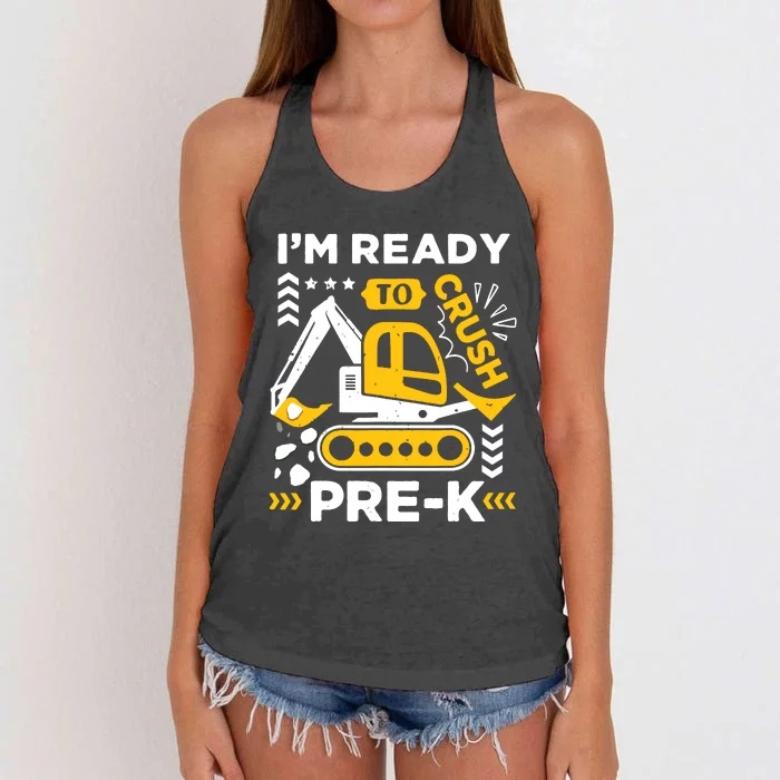 Ready To Crush Preschool Prek Construction Truck Boy Women's Knotted Racerback Tank