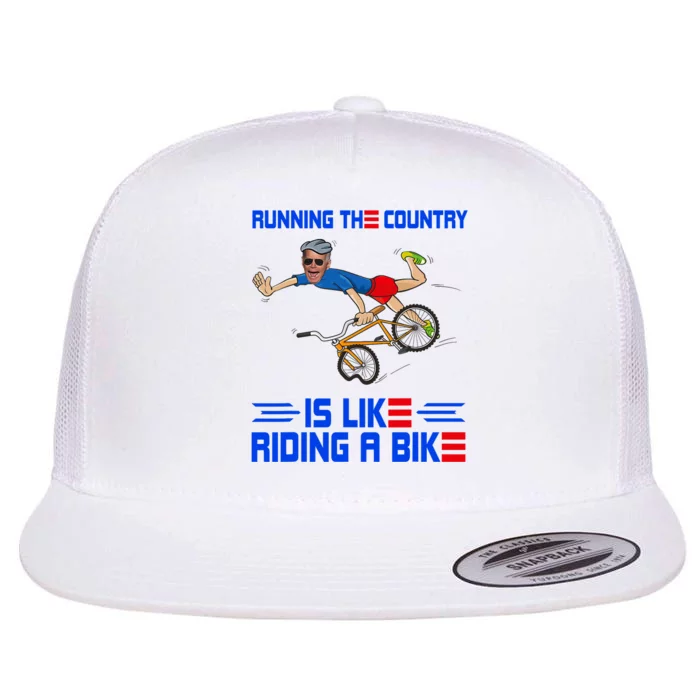 Running The Country Is Like Riding A Bike Us Flag Vintage Flat Bill Trucker Hat