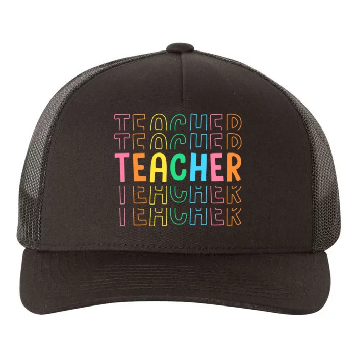 Retro Teacher Colorful Elementary School Teachers Yupoong Adult 5-Panel Trucker Hat