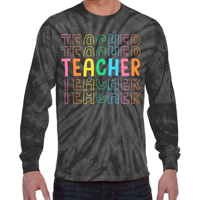 Retro Teacher Colorful Elementary School Teachers Tie-Dye Long Sleeve Shirt